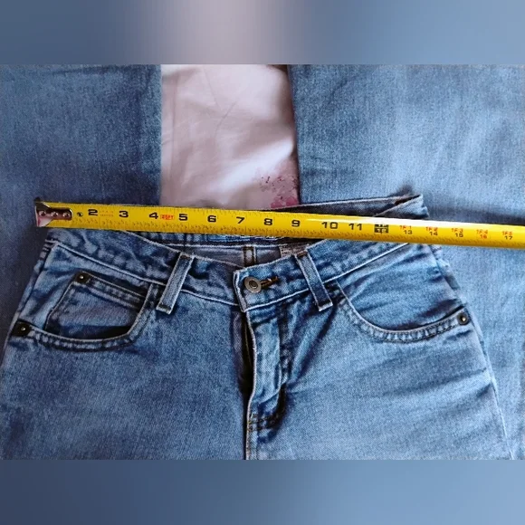 VINTAGE 'Liquid Jeans' SIZE 3 Flared Leg Blue Denim Jeans From The 1990's MINT - Picture 6 of 10